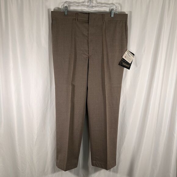 New Vintage Haggar Wool Blend Dress pants 38x30 Brown Flat Front Pockets - Picture 1 of 8